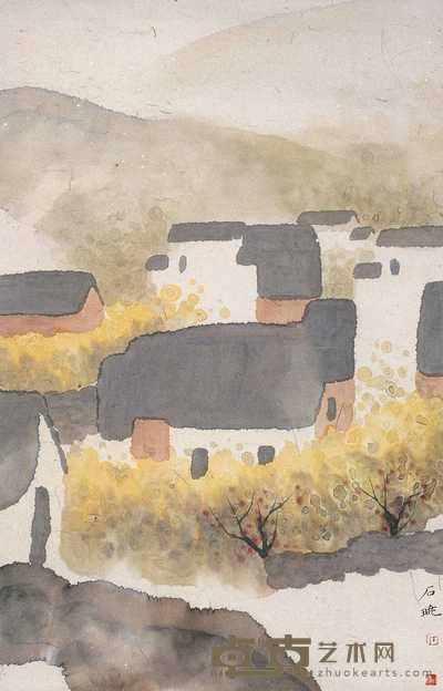 石晓 山水民居 镜心 78×57cm